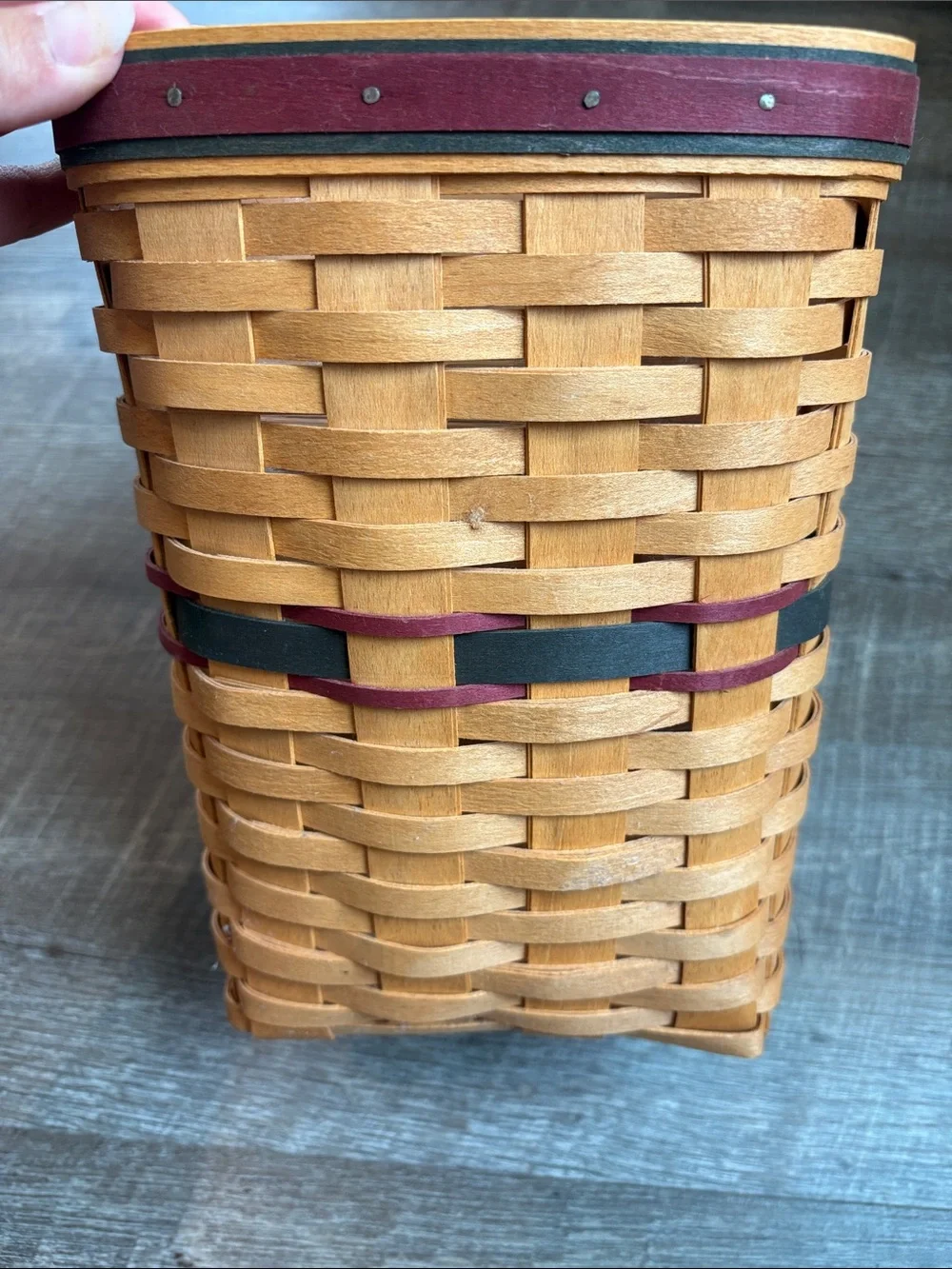Longaberger Basket 10”H Waste Basket Holiday w/ Protector